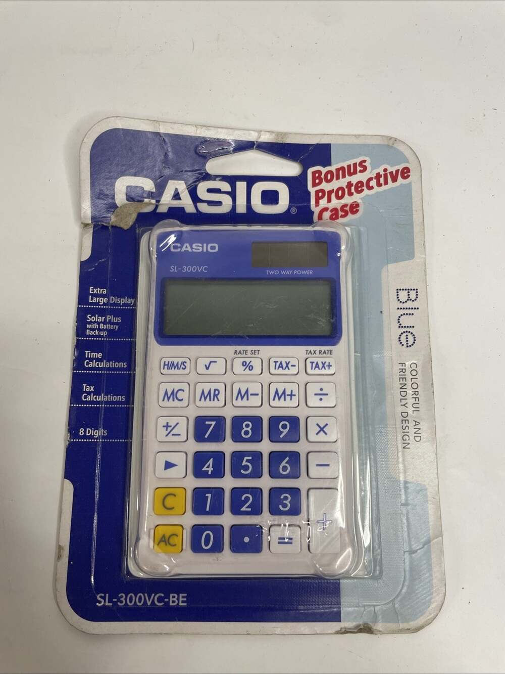 Casio Electronic Calculator Blue #SL-300VC-BE & Case FREE SHIPPING